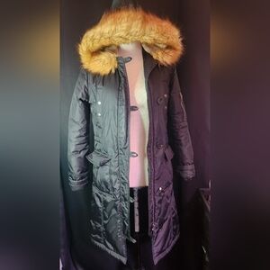 B Sport Black Size Small Jacket with Fur Lined Hood Jacket